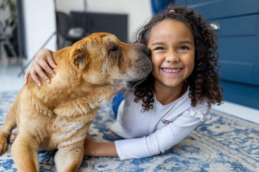 Cute girl with dog.